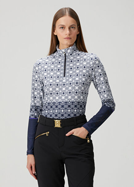 Beline Navy Blue Patterned Layer