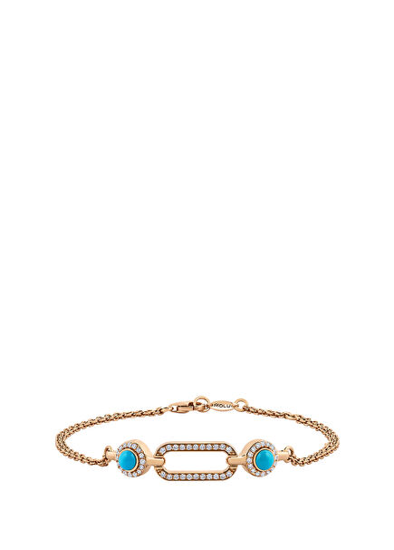 Tropica Chain Turquoise Women's Bracelet with Diamonds