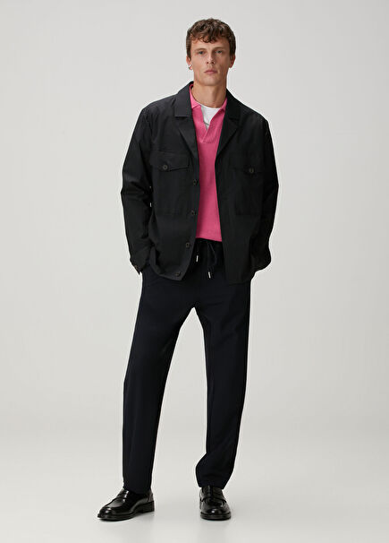 Lacivert Beli Kordonlu Pantolon