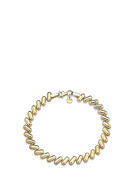 Pill Bangle 14 Ayar Kadın Pembe Altın Bileklik