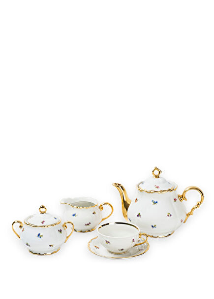 Klasik 17 Parça Porselen Çay Takımı