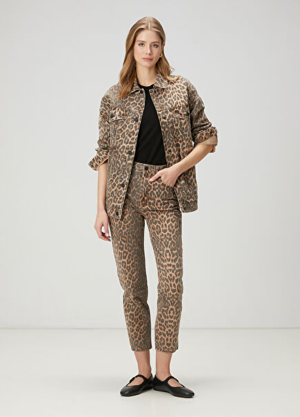 Mom Fit Leopard Print Jeans