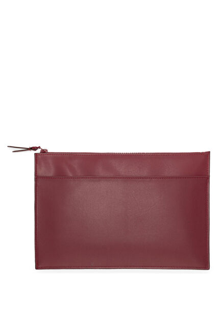 Cherry Red Leather Unisex Clutch Handbag