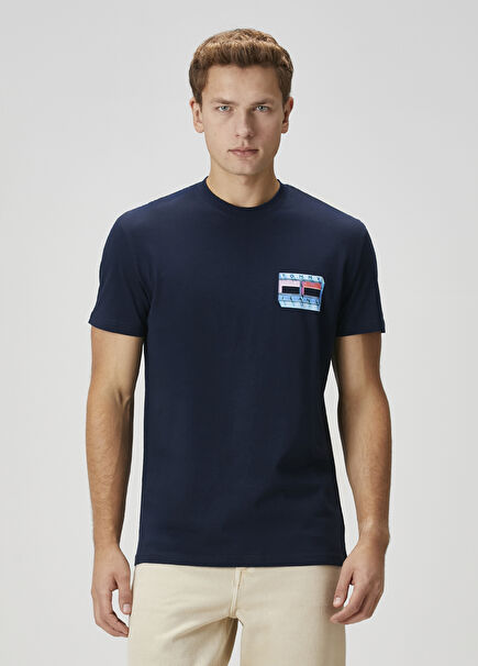 Lacivert Logo Baskılı T-shirt