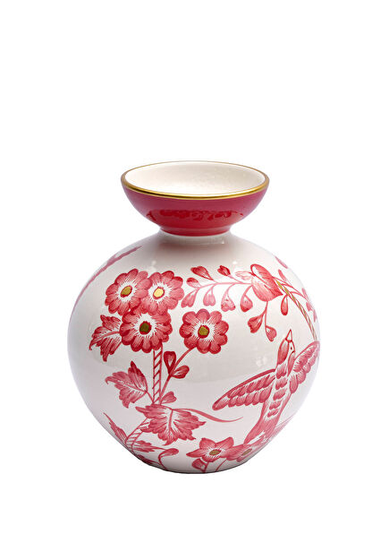 Birds Burgundy Ceramic Vase
