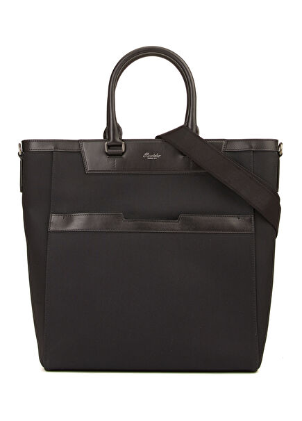 Black Logo Men's Leather Bag
