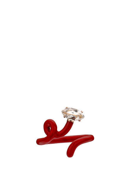 Baby Vine Tendril Burgundy Women's Silver Ring