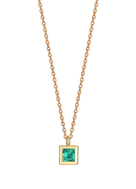 Petites Emerald Mini Square Women Gold Pendant