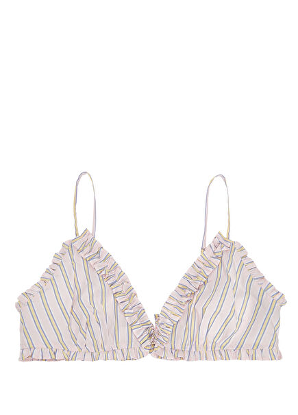 Powder Striped Ruffled Bra