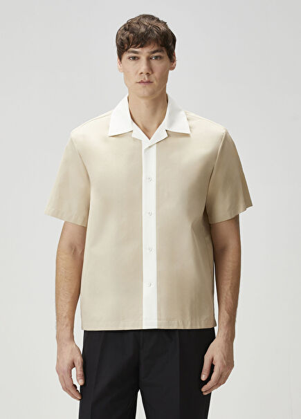Bej Kısa Kollu Gömlek