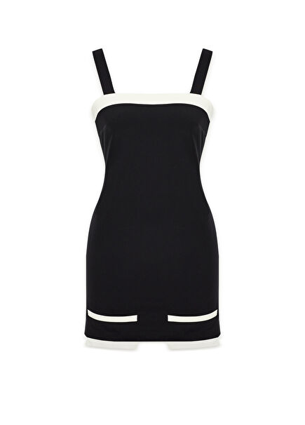 Black Pocket Detailed Women's Mini Dress