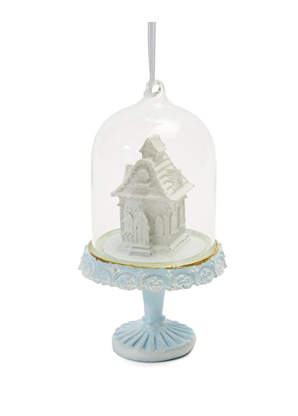 Blue White Gingerbread House Christmas Ornament