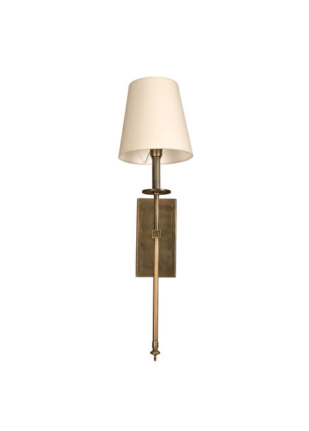 Neptune Imported Fabric Hat Topped Distressed Surface Brass Wall Lamp