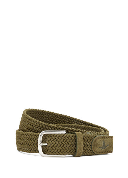 Açık Haki Lastik Örgülü Erkek Kemer