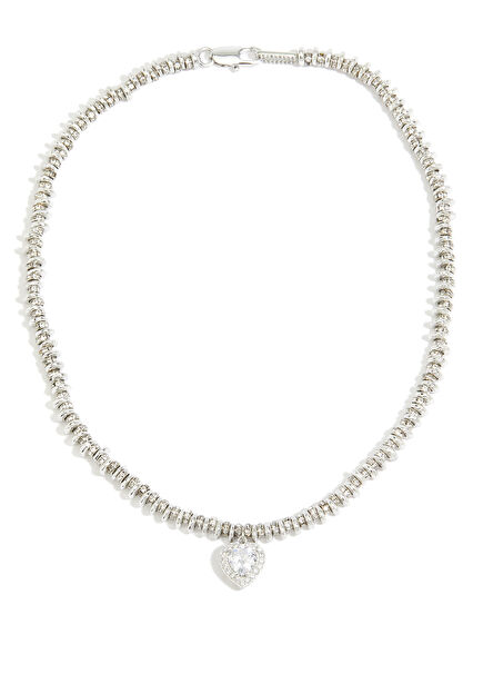 Silver Kalp Taşlı Kadın Kolye