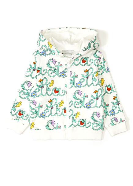 Beyaz Baskılı Kız Çocuk Sweatshirt