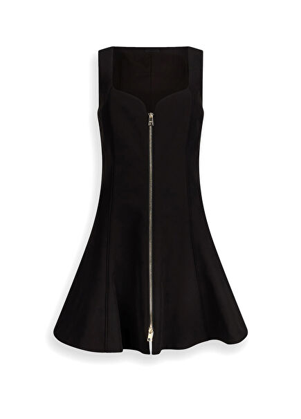 Black Zippered Short Women's Dress