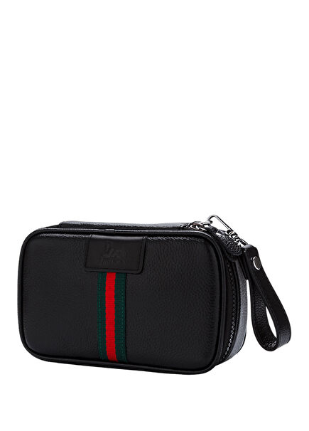 Siyah Deri Pipo Çantası