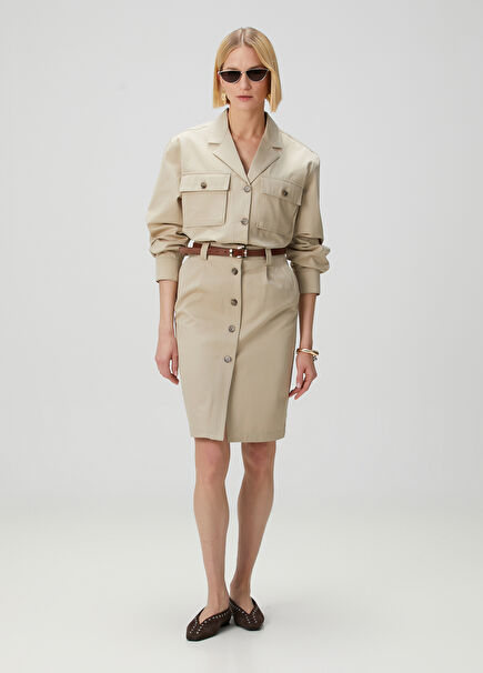 Zaige Beige Midi Skirt