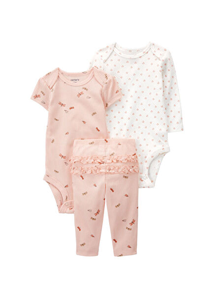 Pembe Kız Bebek 3'lü Alt Üst Set 