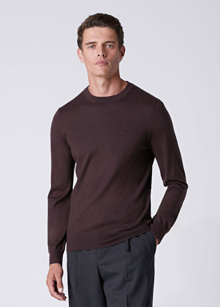 Brown Wool Basic Sweater