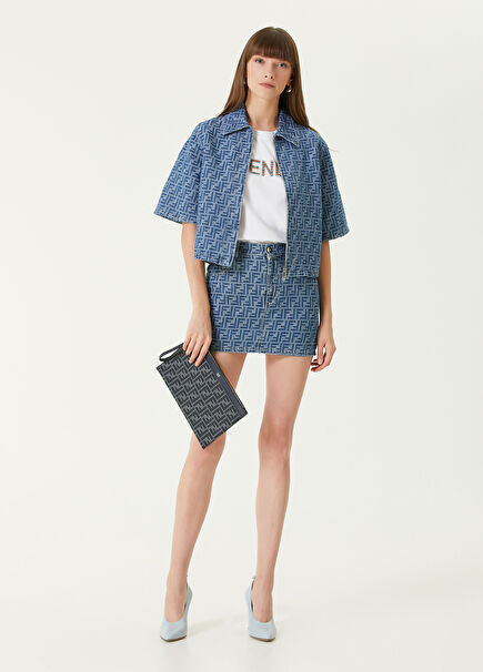 Mini Denim Skirt With Blue Logo