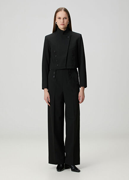 Raina Siyah Wide Leg Pantolon