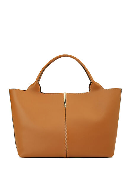 Tan Women's Leather Shopping Bag