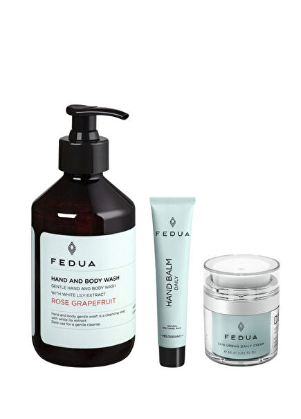 Skin Urban Daily Face Cream 30 ml + Hand Balm Daily Melograno Hand Cream 45 ml + Hand And Body Wash Rose Grapefruit Shower Gel 300 ml Skin Care Set