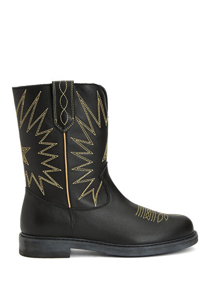 Wish Teen Siyah Kız Çocuk Deri Bot