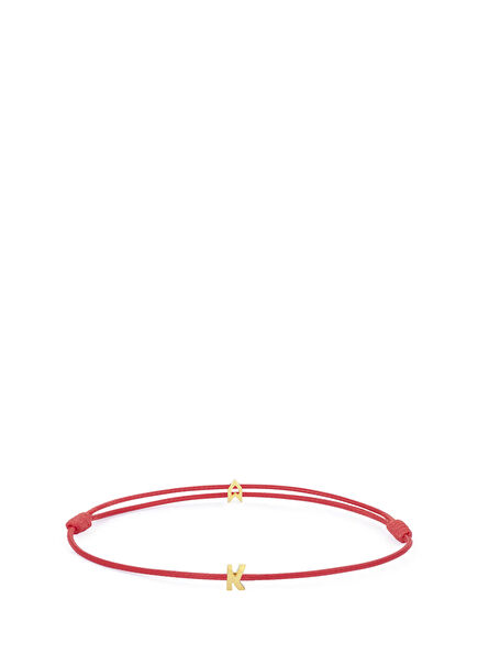 Luck Red Rope K Letter 925 Sterling Silver 18K Gold Plated Women's Bracelet