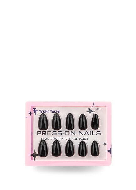 Siyah Kısa Badem 30'lu Protez Takma Tırnak MKBD1733