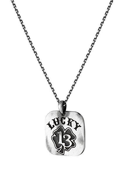 Lucky 13 Silver Men'S Necklace