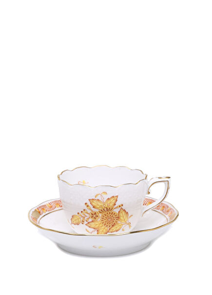 Sarı Çiçek Motifli Porselen Kahve Fincan Takımı