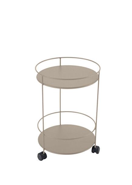 Guinguette Pedestal Aluminum Metal Beige Side Table