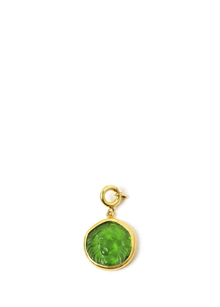 Yeşil Intaglio 14 Ayar Altın Unisex Bileklik Charm