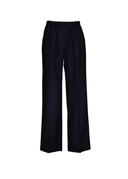 Lacivert Yün Relaxed Fit Kadın Pantolon