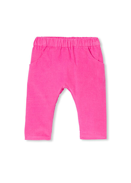 Pink Velvet Elastic Waist Baby Girl Pants