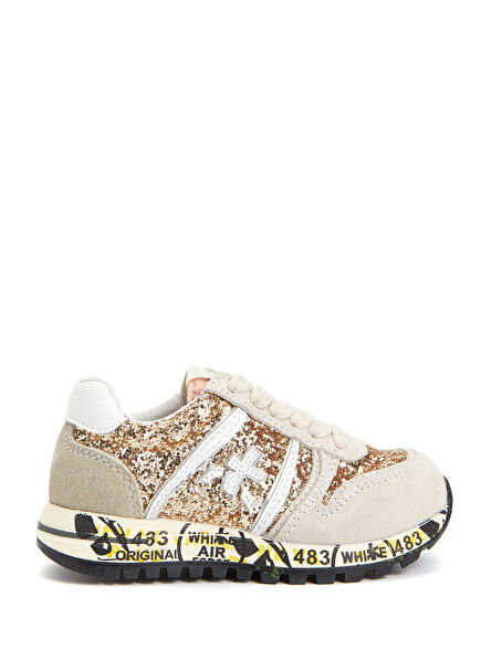Gold Logolu Unisex Çocuk Deri Sneaker
