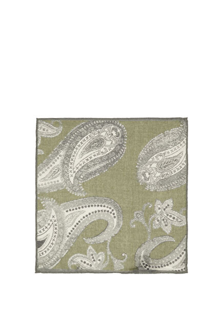 Yeşil Keten Karışımlı Poşet Mendil