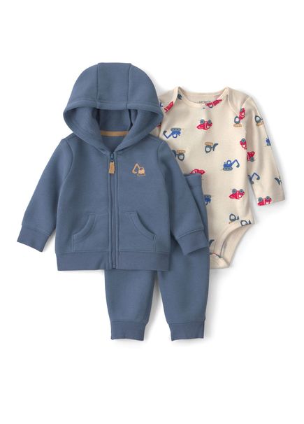 Blue Cardigan Pants and Long Sleeve Body Cotton Baby Boy Set of 3