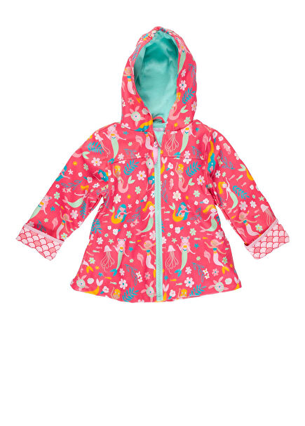 Deniz Kızı Desenli Kız Çocuk Yağmurluk 