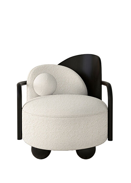 Ear Black Teddy Armchair and Spherical Cushion