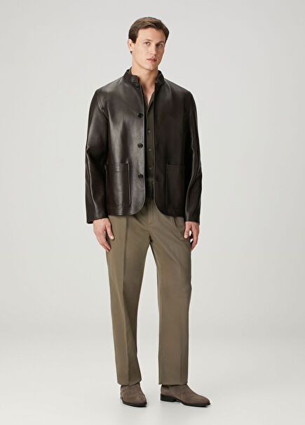 Haki Çift Pilili Pantolon