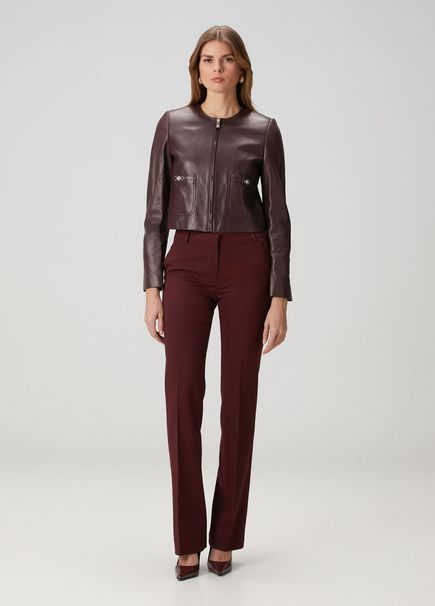 Slim Fit Bordo Yün Gabardin Pantolon