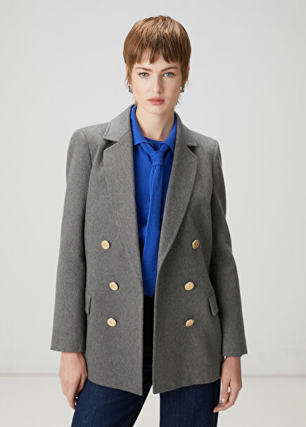 Grey Double-Breasted Jacket