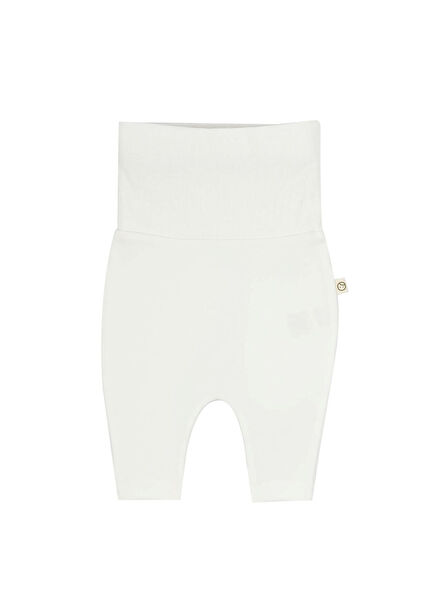 White Organic Cotton High Waist Unisex Baby Pants