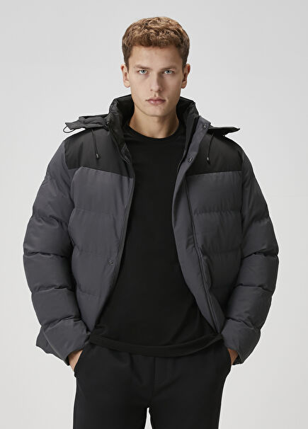 Dark Grey Hooded Coat