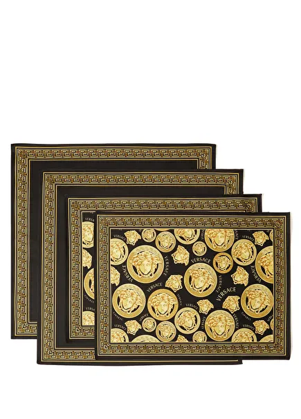 Siyah Gold Medusa 2li Peçete ve Amerikan Servis Se