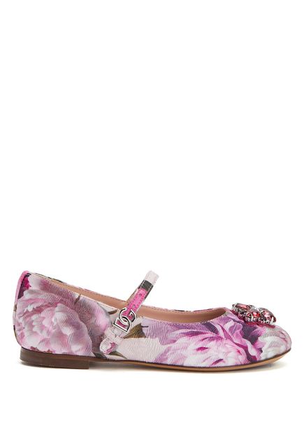 Pink Purple Floral Patterned Girls' Ballet Flats